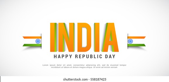 Illustration of Happy Indian Republic day poster or banner background.