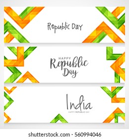 Illustration of Happy Indian Republic day header or banner background.