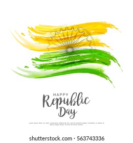 Illustration of Happy Indian Republic day celebration poster or banner background.