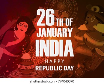 Illustration of Happy Indian Republic day 26 January celebration (honors the date on which the Constitution of India formed ) poster or banner background social media website header use for promotion.