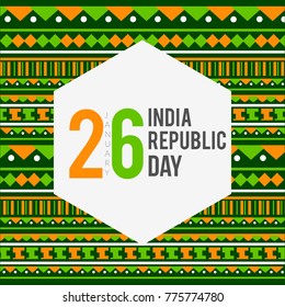 Illustration of Happy Indian Republic day celebration poster or banner background.