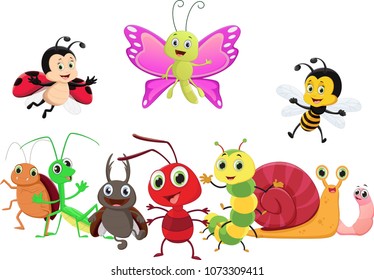 illustration of happy insect cartoon isolated on white background