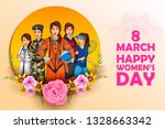 illustration of Happy International Women's Day 8th March greetings background