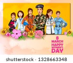 illustration of Happy International Women's Day 8th March greetings background