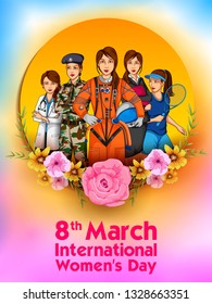 illustration of Happy International Women's Day 8th March greetings background