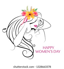 illustration of Happy International Women's Day 8th March greetings background