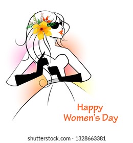 illustration of Happy International Women's Day 8th March greetings background