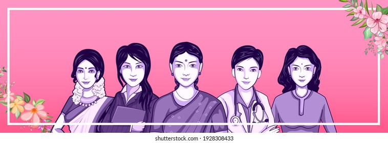 illustration of Happy International Women's Day 8th March greetings background