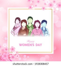 illustration of Happy International Women's Day 8th March greetings background