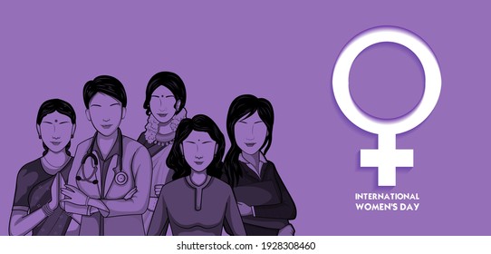 ilustración de los antecedentes de los saludos del Día Internacional de la Mujer Feliz 8 de Marzo