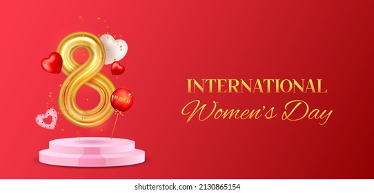 illustration of Happy International Women's Day 8th March greetings background