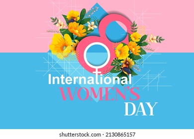 illustration of Happy International Women's Day 8th March greetings background