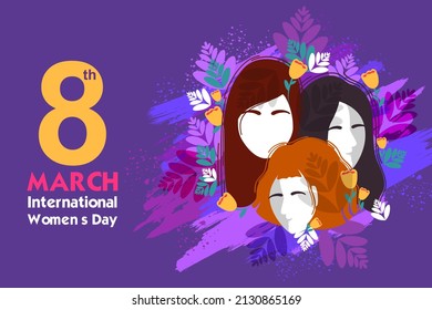 illustration of Happy International Women's Day 8th March greetings background