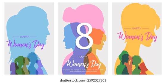 illustration of Happy International Women's Day 8th March greetings background