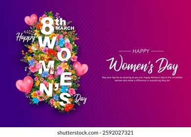 illustration of Happy International Women's Day 8th March greetings background