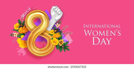 illustration of Happy International Women's Day 8th March greetings background