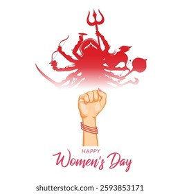 illustration of Happy International Women's Day 8th March greetings background with Goddess Durga showing power and women empowerment