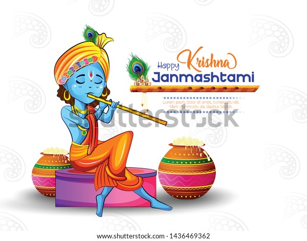 Illustration Happy Janmashtami Festival India Lord Stock Vector ...