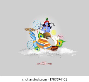 illustration of happy Janmashtami, Lord Krishna in Janmashtami festival of India