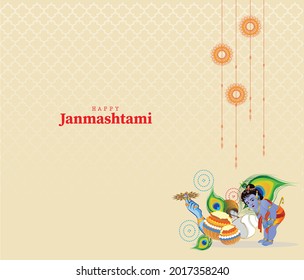 illustration of happy Janmashtami, Lord Krishna in Janmashtami festival of India