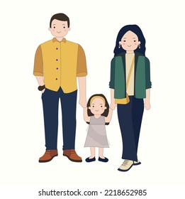 illustration of a happy and joyful family. father mother and children. Family portrait