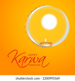 Illustration Of Happy Karwa Chauth Background.