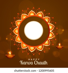Illustration Of Happy Karwa Chauth Background.