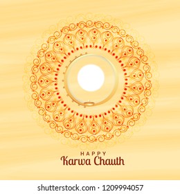 Illustration Of Happy Karwa Chauth Background.