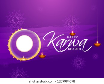 Illustration Of Happy Karwa Chauth Background.