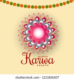 Illustration Of Happy Karwa Chauth Background.