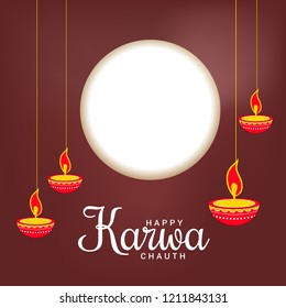 Illustration Of Happy Karwa Chauth Background.