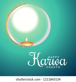 Illustration Of Happy Karwa Chauth Background.