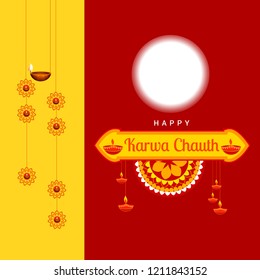 Illustration Of Happy Karwa Chauth Background.