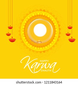 Illustration Of Happy Karwa Chauth Background.