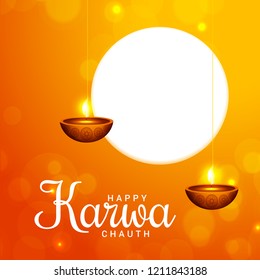 Illustration Of Happy Karwa Chauth Background.