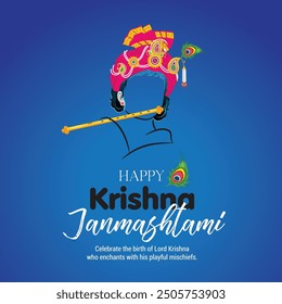 Illustration of Happy Krishna Janmashtami. Indian festival of Celebration of Lorad Krishna Birthday.