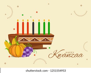 Illustration Of Happy Kwanzaa Greeting Card Background.