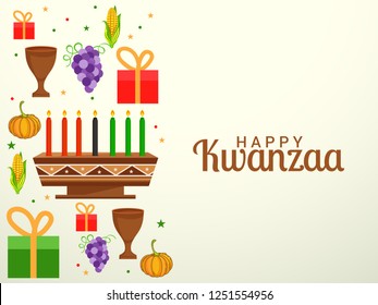 Illustration Of Happy Kwanzaa Greeting Card Background.