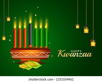 Illustration Of Happy Kwanzaa Greeting Card Background.