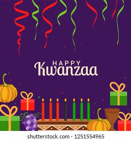 Illustration Of Happy Kwanzaa Greeting Card Background.