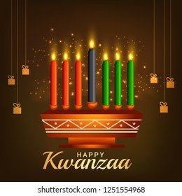 Illustration Of Happy Kwanzaa Greeting Card Background.