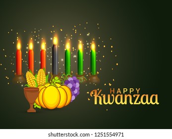 Illustration Of Happy Kwanzaa Greeting Card Background.