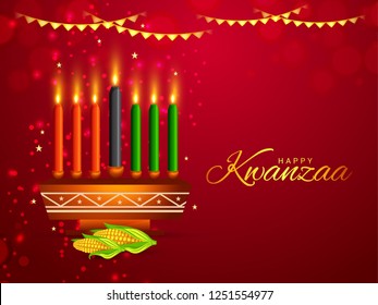 Illustration Of Happy Kwanzaa Greeting Card Background.