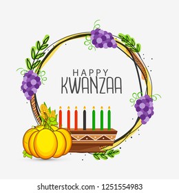 Illustration Of Happy Kwanzaa Greeting Card Background.