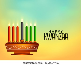 Illustration Of Happy Kwanzaa Greeting Card Background.