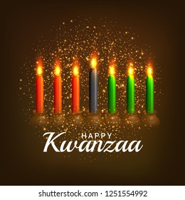 Illustration Of Happy Kwanzaa Greeting Card Background.