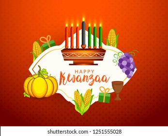 Illustration Of Happy Kwanzaa Greeting Card Background.