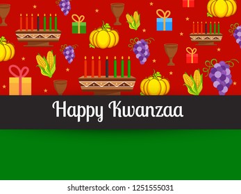 Illustration Of Happy Kwanzaa Greeting Card Background.