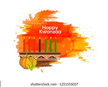 Illustration Of Happy Kwanzaa Greeting Card Background.