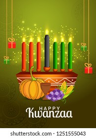 Illustration Of Happy Kwanzaa Greeting Card Background.